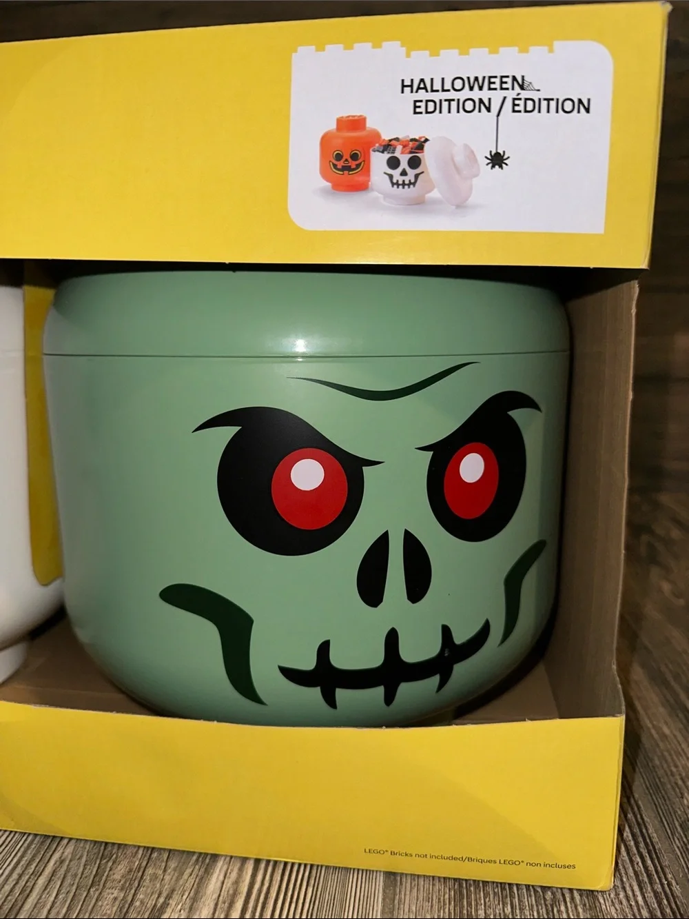 LARGE Lego Halloween Special Edition Storage Head 2 Piece Set Zombie Skeleton
